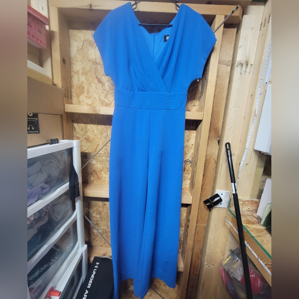 Alexia Admore Blue Wide Leg Jumpsuit Size Small